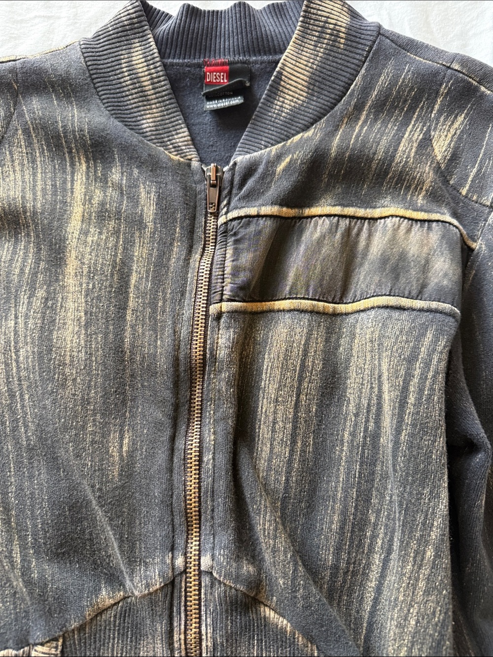 Vintage Diesel Women's Black & Bronze Washed Zip-Front Jacket - Picture 3 of 7